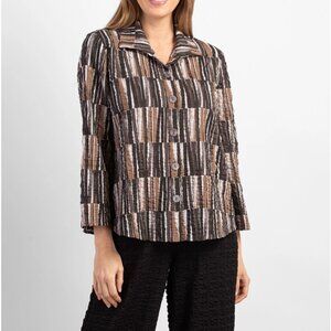 HABITAT PUCKER WEAVE RETRO MIRAGE PRINT SHIRT